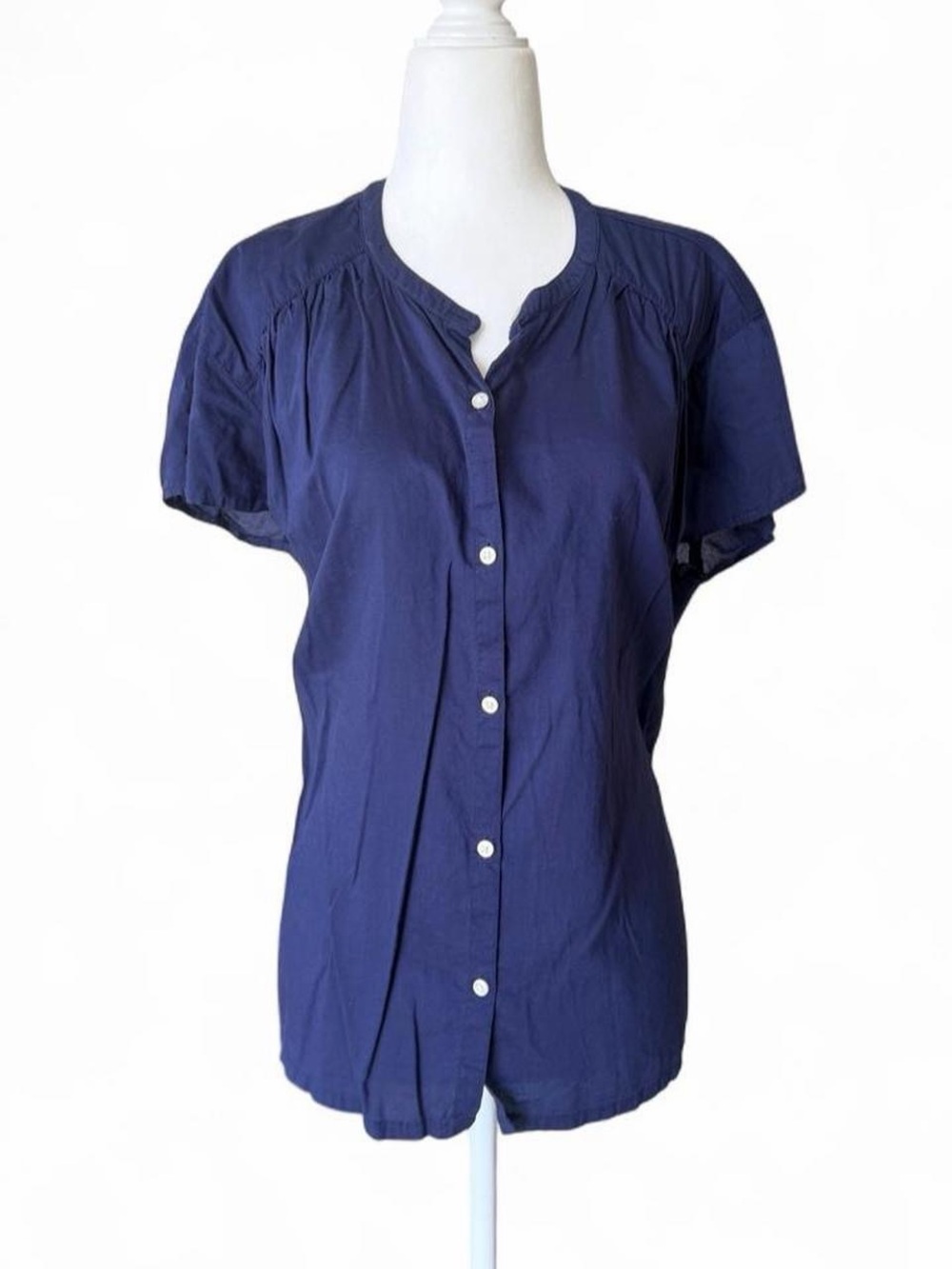 Classic Women's Navy Button-Front Blouse